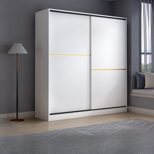 "Elegant White Composite Wood Children's Wardrobe with Shelf, Clothing Rod, and Door"